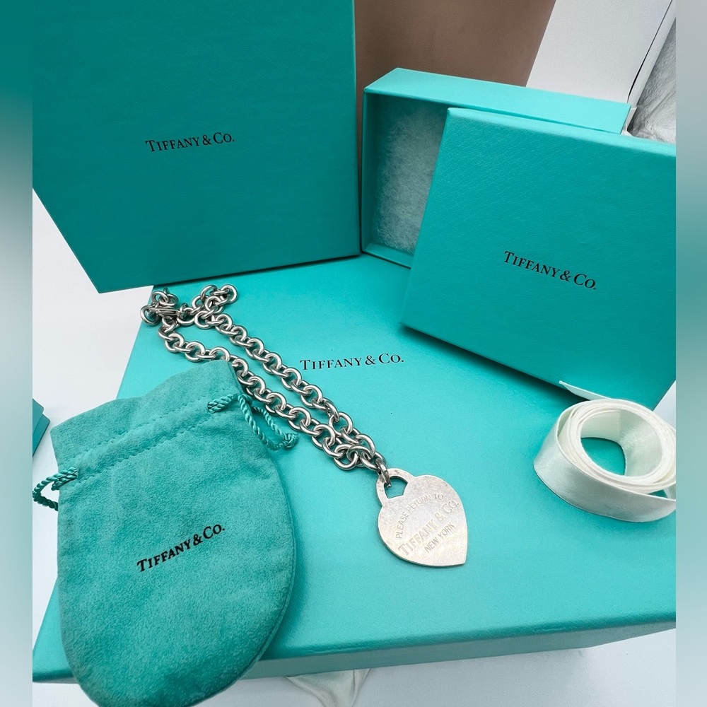 🔴Authentic EXTRA LAEGE TIFFANY & CO Vintage RTT Heart Pendent Link Necklace 🔴 - Picture 3 of 14